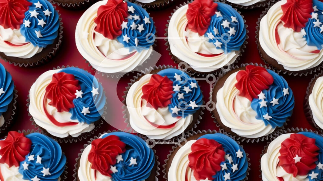 Σετ των 2 Intra Συλλεκτικό Ξύλινο Παζλ Plywood  4mm - Ποικιλία Cupcakes με Πατριωτικά Διακοσμητικά Σε Ξύλινο Κουτί - Διαστάσεις: 10x10 cm – 25 κομμάτια