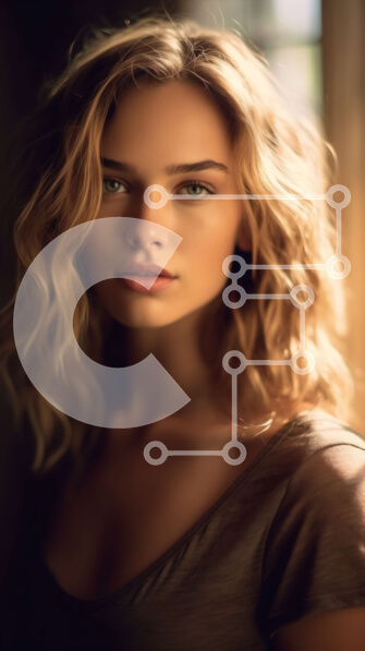 Intra Συλλεκτικό Ξύλινο Παζλ Plywood  4mm - Εκπληκτική ξανθιά γυναίκα με καφέ πουκάμισο που στέκεται μπροστά από το παράθυρο Σε Ξύλινο Κουτί - Διαστάσεις Puzzle: 10x10 cm – 25 κομμάτια