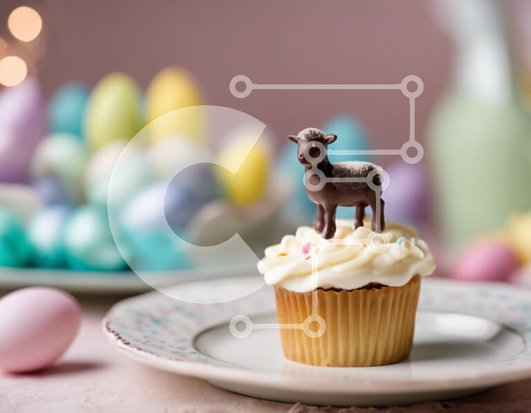 Σετ των 2 Intra Συλλεκτικό Ξύλινο Παζλ Plywood  4mm - Πασχαλινό cupcake με πολύχρωμα αυγά και πασχαλινά στολίδια Σε Ξύλινο Κουτί - Διαστάσεις: 10x10 cm – 25 κομμάτια