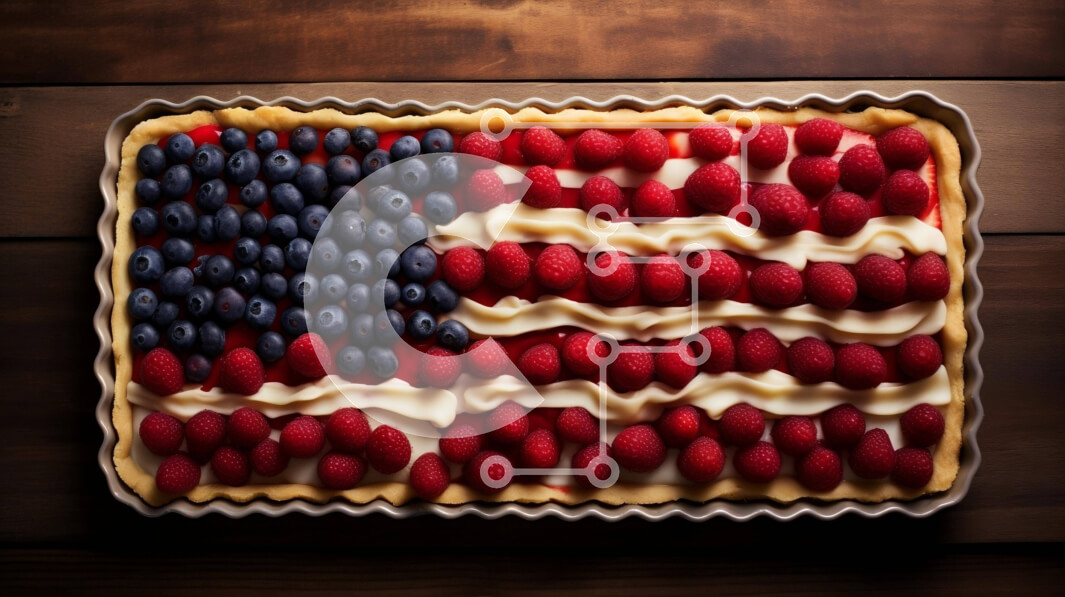 Σετ των 2 Intra Συλλεκτικό Ξύλινο Παζλ Plywood  4mm - Τάρτα μούρων σε σχήμα αμερικανικής σημαίας για τον εορτασμό της 4ης Ιουλίου Σε Ξύλινο Κουτί - Διαστάσεις: 10x10 cm – 25 κομμάτια