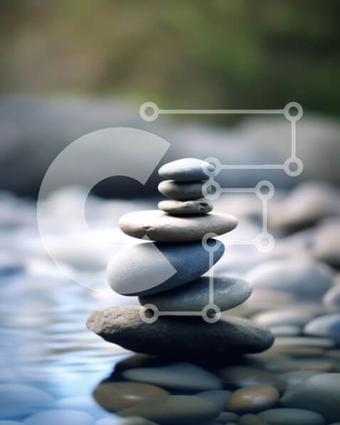 Σετ των 2 Intra Συλλεκτικό Ξύλινο Παζλ Plywood  4mm - Ειρηνική και γαλήνια σκηνή βράχων σε ένα ήρεμο ποτάμι Σε Ξύλινο Κουτί - Διαστάσεις: 10x10 cm – 25 κομμάτια