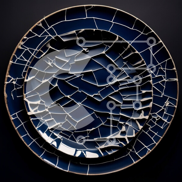 Intra Συλλεκτικό Ξύλινο Παζλ Plywood  4mm - Ραγισμένο μπλε πιάτο - Φωτογραφία Αρχείου Σε Ξύλινο Κουτί - Διαστάσεις: 10x10 cm – 25 κομμάτια