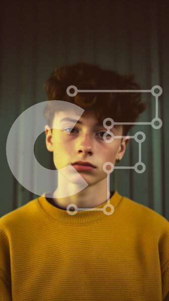 Intra Συλλεκτικό Ξύλινο Παζλ Plywood  4mm - Σοβαρός νεαρός άνδρας με κίτρινο πουλόβερ Σε Ξύλινο Κουτί - Διαστάσεις Puzzle: 10x10 cm – 25 κομμάτια