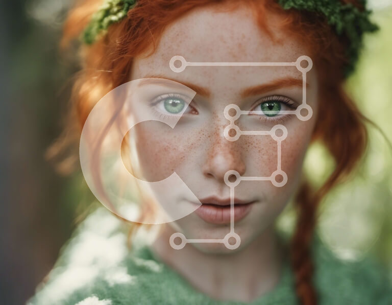 Intra Συλλεκτικό Ξύλινο Παζλ Plywood  4mm - Νεαρή γυναίκα με κόκκινα μαλλιά που φορά ένα πράσινο φόρεμα και στεφάνι από φύλλα Σε Ξύλινο Κουτί - Διαστάσεις Puzzle: 10x10 cm – 25 κομμάτια