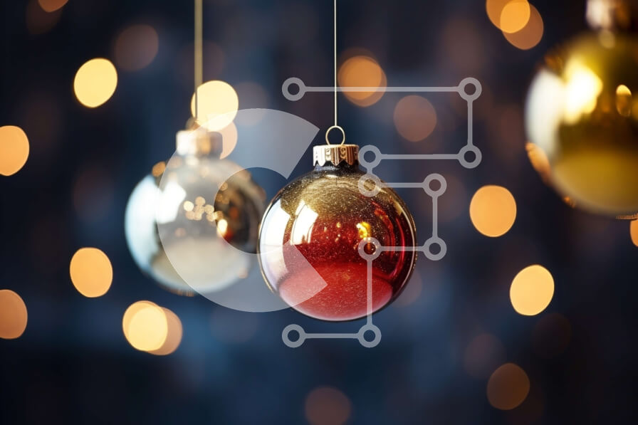 Intra Συλλεκτικό Ξύλινο Παζλ Plywood  4mm - Χρυσά, ασημένια και κόκκινα στολίδια με φώτα Bokeh Σε Ξύλινο Κουτί - Διαστάσεις: 10x10 cm – 25 κομμάτια