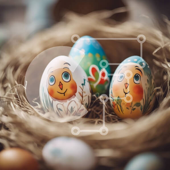 Intra Συλλεκτικό Ξύλινο Παζλ Plywood  4mm - Τρία βαμμένα Πασχαλινά αυγά σε ψάθινη φωλιά Σε Ξύλινο Κουτί - Διαστάσεις: 10x10 cm – 25 κομμάτια