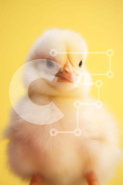 Σετ των 2 Intra Συλλεκτικό Ξύλινο Παζλ Plywood  4mm - Μικρό κίτρινο κοτόπουλο που κοιτάζει ψηλά στην κάμερα Σε Ξύλινο Κουτί - Διαστάσεις: 10x10 cm – 25 κομμάτια