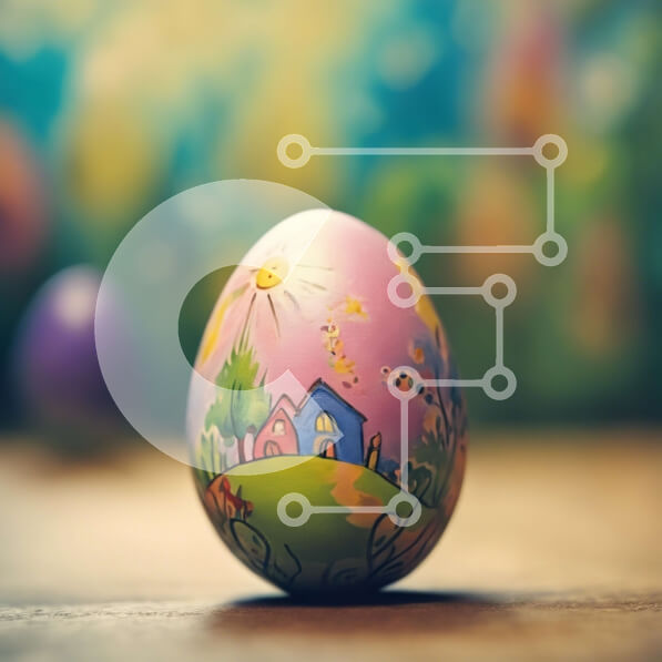 Intra Συλλεκτικό Ξύλινο Παζλ Plywood  4mm - Πασχαλινό αυγό με διακόσμηση σπιτιού και λουλουδιών στο τραπέζι Σε Ξύλινο Κουτί - Διαστάσεις: 10x10 cm – 25 κομμάτια