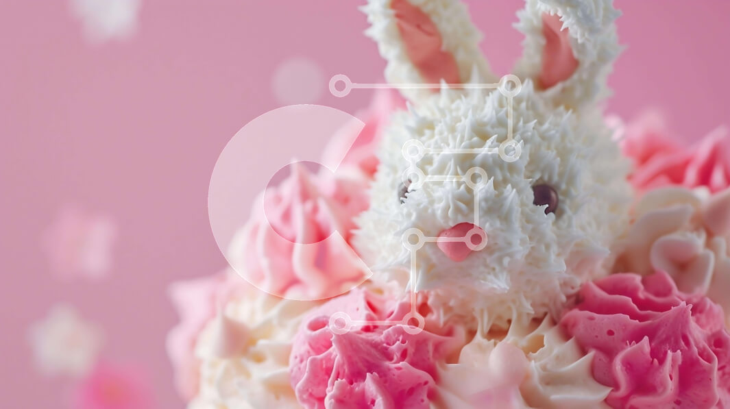 Σετ των 2 Intra Συλλεκτικό Ξύλινο Παζλ Plywood  4mm - Κέικ σε σχήμα λαγουδάκι με ροζ και λευκό γλάσο Σε Ξύλινο Κουτί - Διαστάσεις: 10x10 cm – 25 κομμάτια