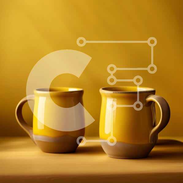 Intra Συλλεκτικό Ξύλινο Παζλ Plywood  4mm - Όμορφη εικόνα δύο κίτρινων κούπες σε ένα ξύλινο τραπέζι Σε Ξύλινο Κουτί - Διαστάσεις Puzzle: 10x10 cm – 25 κομμάτια