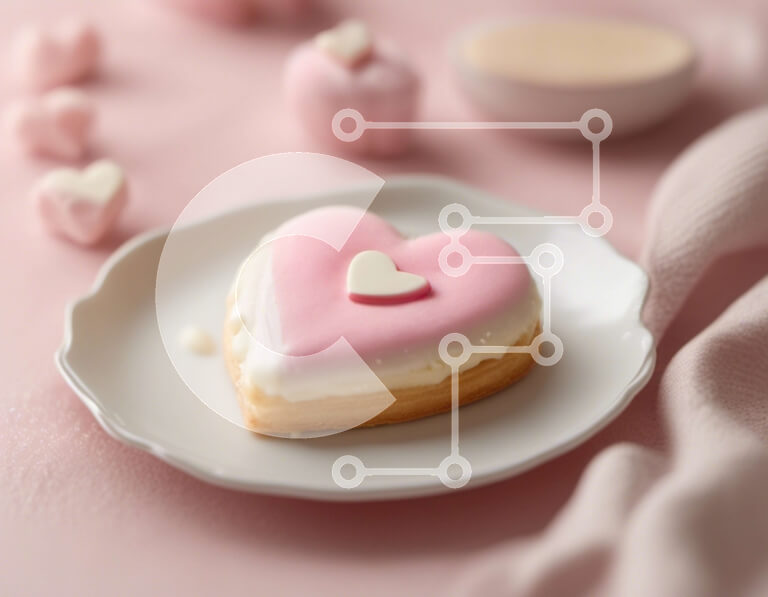 Σετ των 2 Intra Συλλεκτικό Ξύλινο Παζλ Plywood  4mm - Ζύμη σε σχήμα καρδιάς σε λευκό πιάτο με άλλα επιδόρπια Σε Ξύλινο Κουτί - Διαστάσεις: 10x10 cm – 25 κομμάτια