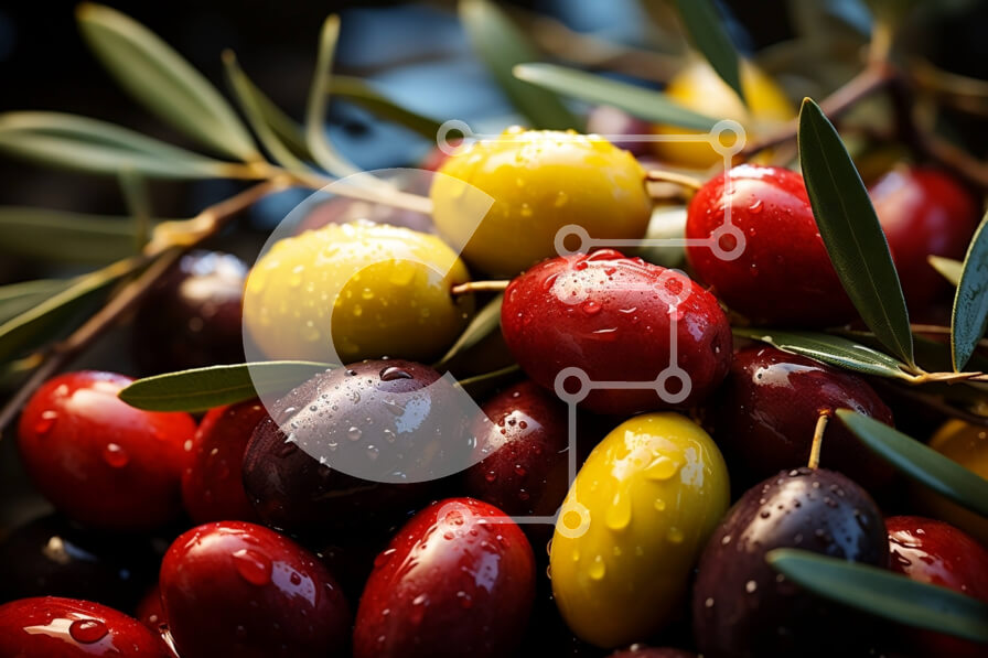 Σετ των 2 Intra Συλλεκτικό Ξύλινο Παζλ Plywood  4mm - Φρέσκες και νόστιμες ελιές με ζωηρά πράσινα φύλλα Σε Ξύλινο Κουτί - Διαστάσεις: 10x10 cm – 25 κομμάτια