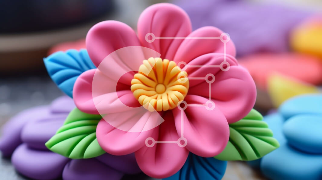 Intra Συλλεκτικό Ξύλινο Παζλ Plywood  4mm - Πολύχρωμο γλυπτό λουλουδιών από πολυμερικό πηλό Σε Ξύλινο Κουτί - Διαστάσεις Puzzle: 10x10 cm – 25 κομμάτια