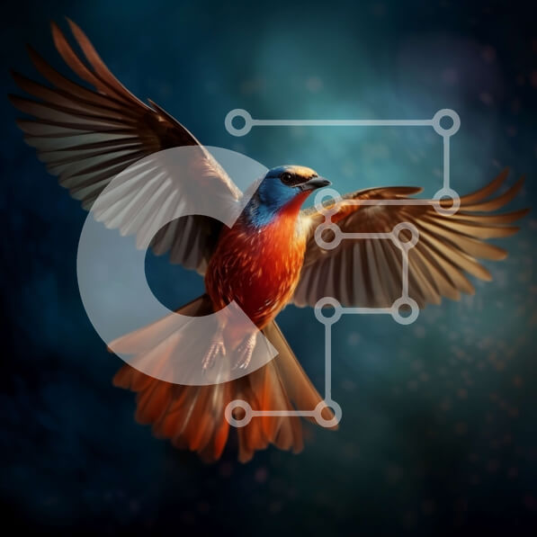 Intra Συλλεκτικό Ξύλινο Παζλ Plywood  4mm - Όμορφη εικόνα ενός κόκκινου και μπλε πουλιού κατά την πτήση Σε Ξύλινο Κουτί - Διαστάσεις: 10x10 cm – 25 κομμάτια