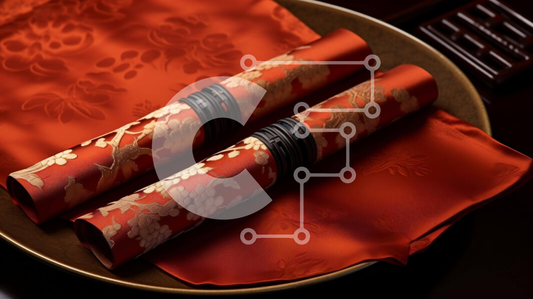 Σετ των 2 Intra Συλλεκτικό Ξύλινο Παζλ Plywood  4mm - Κομψή γευστική εμπειρία με κόκκινες χαρτοπετσέτες και ξυλάκια Σε Ξύλινο Κουτί - Διαστάσεις: 10x10 cm – 25 κομμάτια