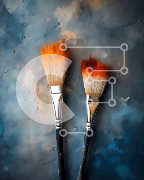 Intra Συλλεκτικό Ξύλινο Παζλ Plywood  4mm - Πολύχρωμα πινέλα σε φόντο με υφή Σε Ξύλινο Κουτί - Διαστάσεις: 10x10 cm – 25 κομμάτια