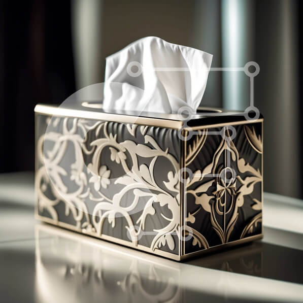 Intra Συλλεκτικό Ξύλινο Παζλ Plywood  4mm - Κομψό μαύρο και χρυσό χαρτομάντιλο με περίπλοκο φλοράλ σχέδιο Σε Ξύλινο Κουτί - Διαστάσεις: 10x10 cm – 25 κομμάτια