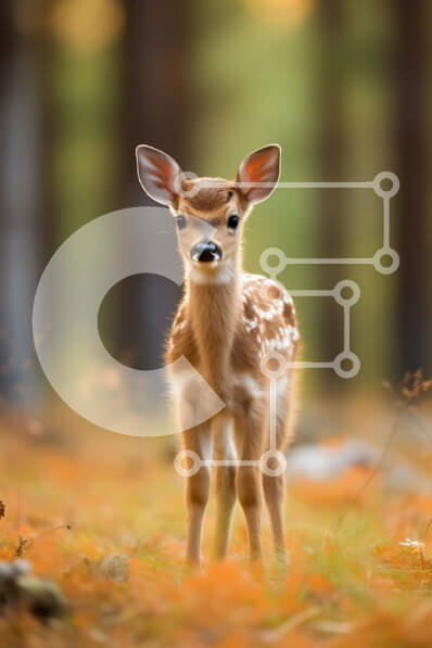 Σετ των 2 Intra Συλλεκτικό Ξύλινο Παζλ Plywood  4mm - Αξιολάτρευτη εικόνα ενός νεαρού ελαφιού σε ένα φθινοπωρινό δάσος Σε Ξύλινο Κουτί - Διαστάσεις: 10x10 cm – 25 κομμάτια