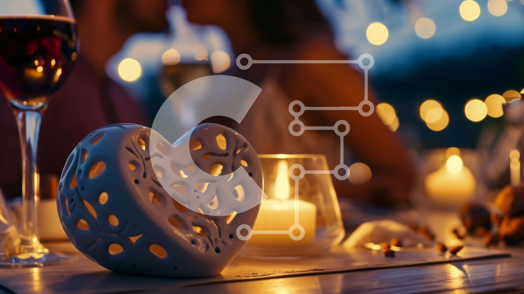 Intra Συλλεκτικό Ξύλινο Παζλ Plywood  4mm - Ρομαντικό τραπέζι δείπνου με ποτήρια κρασιού και κεριά Σε Ξύλινο Κουτί - Διαστάσεις Puzzle: 10x10 cm – 25 κομμάτια