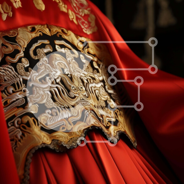 Σετ των 2 Intra Συλλεκτικό Ξύλινο Παζλ Plywood  4mm - Εκπληκτικό κόκκινο φόρεμα με περίπλοκες χρυσές και ασημένιες λεπτομέρειες Σε Ξύλινο Κουτί - Διαστάσεις: 10x10 cm – 25 κομμάτια