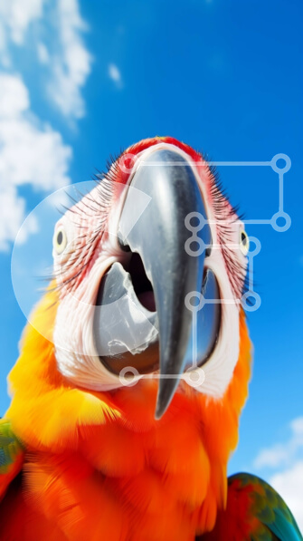 Σετ των 2 Intra Συλλεκτικό Ξύλινο Παζλ Plywood  4mm - Ζωηρόχρωμος παπαγάλος που κοιτάζει ψηλά Σε Ξύλινο Κουτί - Διαστάσεις: 10x10 cm – 25 κομμάτια