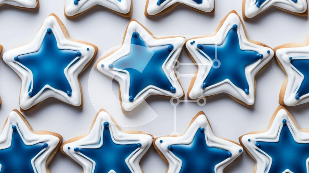 Σετ των 2 Intra Συλλεκτικό Ξύλινο Παζλ Plywood  4mm - Διάφορα μπισκότα σε σχήμα αστεριού σε ένα τραπέζι Σε Ξύλινο Κουτί - Διαστάσεις: 10x10 cm – 25 κομμάτια