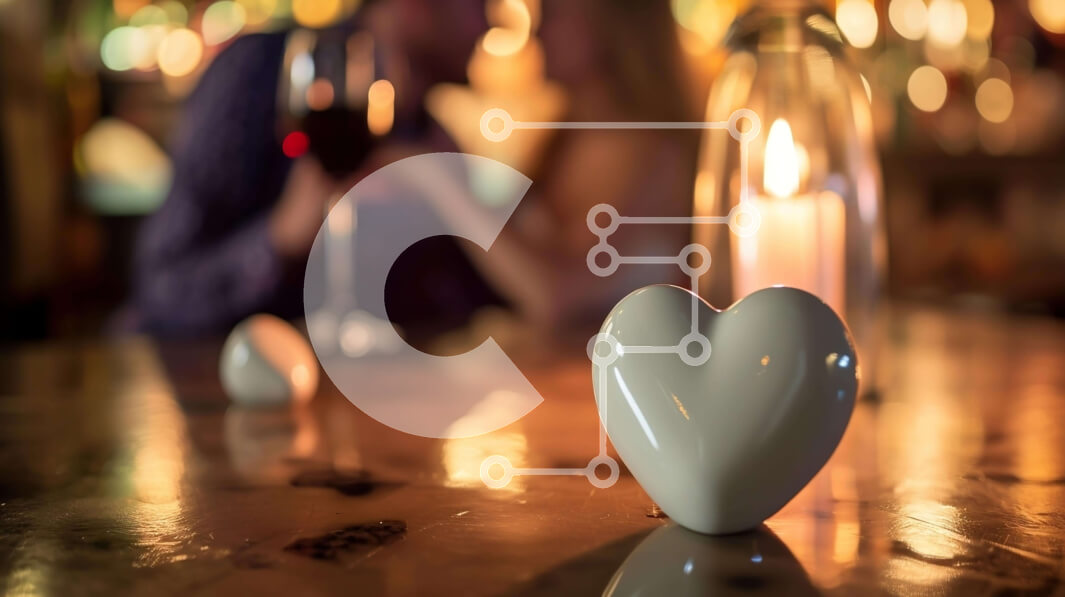 Intra Συλλεκτικό Ξύλινο Παζλ Plywood  4mm - Ρομαντικό ζευγάρι με ειδώλιο σε σχήμα καρδιάς και κεριά Σε Ξύλινο Κουτί - Διαστάσεις Puzzle: 10x10 cm – 25 κομμάτια