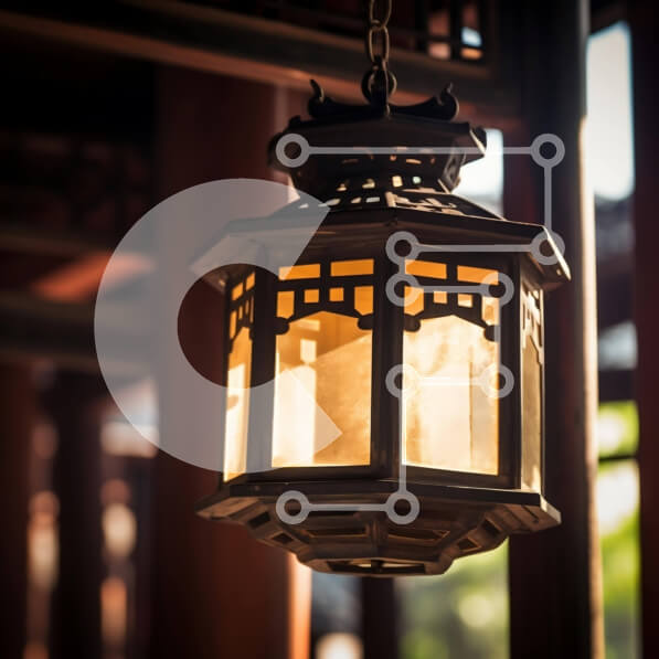 Intra Συλλεκτικό Ξύλινο Παζλ Plywood  4mm - Vintage φανάρι που κρέμεται σε ένα δωμάτιο Σε Ξύλινο Κουτί - Διαστάσεις Puzzle: 10x10 cm – 25 κομμάτια