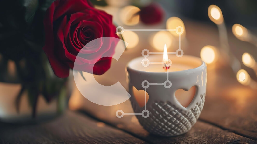 Intra Συλλεκτικό Ξύλινο Παζλ Plywood  4mm - Κόκκινο τριαντάφυλλο με αναμμένο κερί σε ξύλινο τραπέζι Σε Ξύλινο Κουτί - Διαστάσεις Puzzle: 10x10 cm – 25 κομμάτια