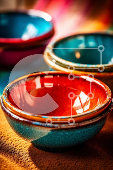 Intra Συλλεκτικό Ξύλινο Παζλ Plywood  4mm - Ζωηρόχρωμα μπολ που τίθενται στο τραπέζι - φωτογραφία αρχείου Σε Ξύλινο Κουτί - Διαστάσεις: 10x10 cm – 25 κομμάτια