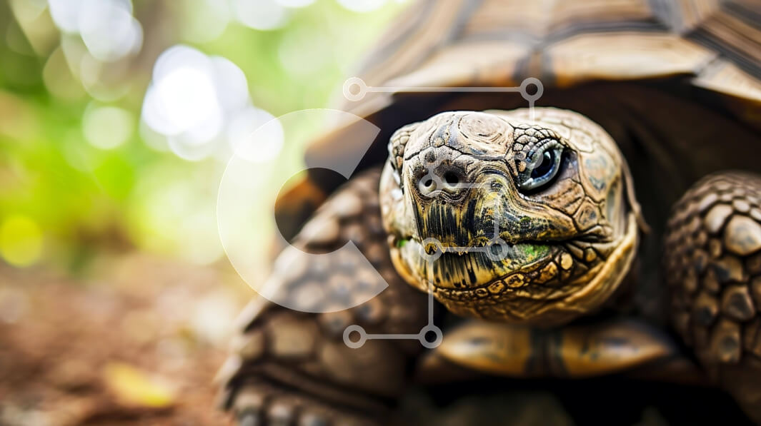 Intra Συλλεκτικό Ξύλινο Παζλ Plywood  4mm - Κοντινό πλάνο μιας χελώνας που κοιτάζει τον θεατή Σε Ξύλινο Κουτί - Διαστάσεις: 10x10 cm – 25 κομμάτια