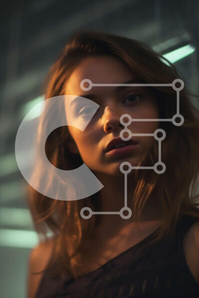 Intra Συλλεκτικό Ξύλινο Παζλ Plywood  4mm - Κομψή γυναίκα σε ένα αμυδρά φωτισμένο δωμάτιο με φωτεινή επιγραφή Σε Ξύλινο Κουτί - Διαστάσεις Puzzle: 10x10 cm – 25 κομμάτια