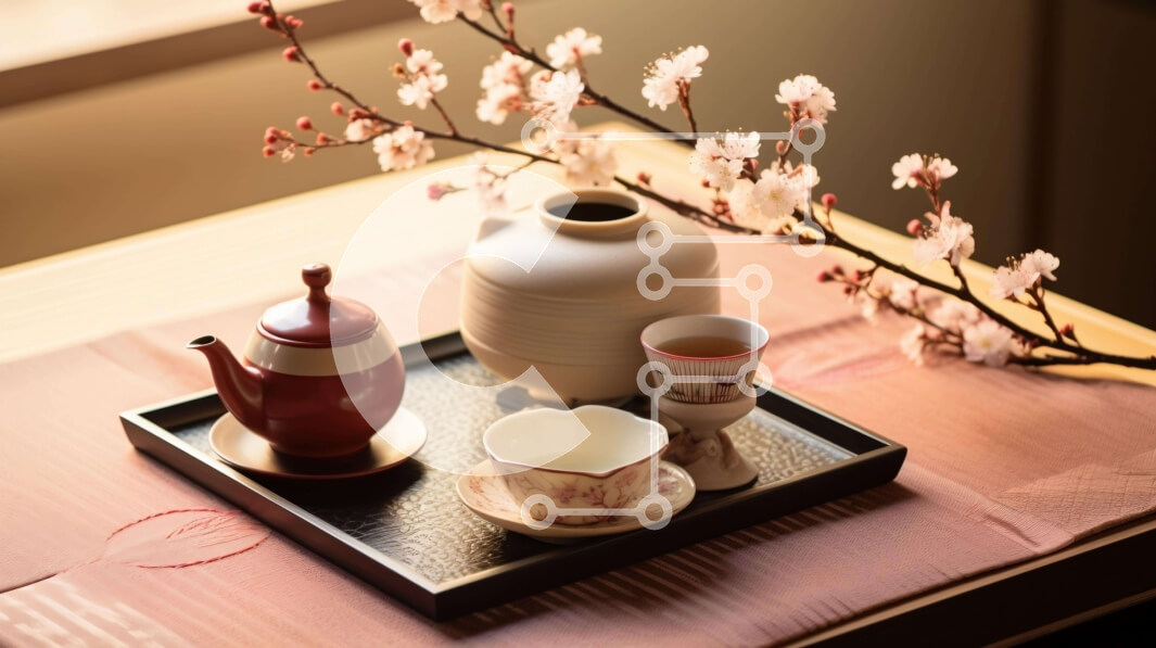 Σετ των 2 Intra Συλλεκτικό Ξύλινο Παζλ Plywood  4mm - Ώρα για τσάι με τσαγιέρες, φλιτζάνια και πιατάκια στο δίσκο Σε Ξύλινο Κουτί - Διαστάσεις: 10x10 cm – 25 κομμάτια