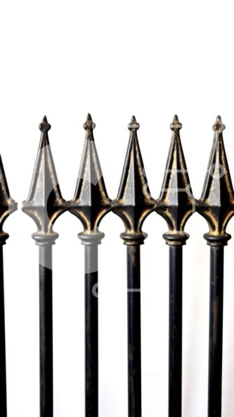 Intra Συλλεκτικό Ξύλινο Παζλ Plywood  4mm - Μαύροι μεταλλικοί στύλοι φράχτη με αιχμές - Φωτογραφία Αρχείου Σε Ξύλινο Κουτί - Διαστάσεις: 10x10 cm – 25 κομμάτια