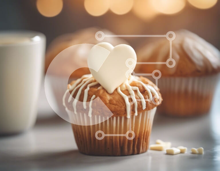 Σετ των 2 Intra Συλλεκτικό Ξύλινο Παζλ Plywood  4mm - Cupcake σε σχήμα καρδιάς με καφέ Σε Ξύλινο Κουτί - Διαστάσεις: 10x10 cm – 25 κομμάτια