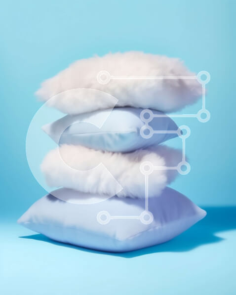 Intra Συλλεκτικό Ξύλινο Παζλ Plywood  4mm - Άνετα λευκά μαξιλάρια σε μπλε φόντο Σε Ξύλινο Κουτί - Διαστάσεις Puzzle: 10x10 cm – 25 κομμάτια