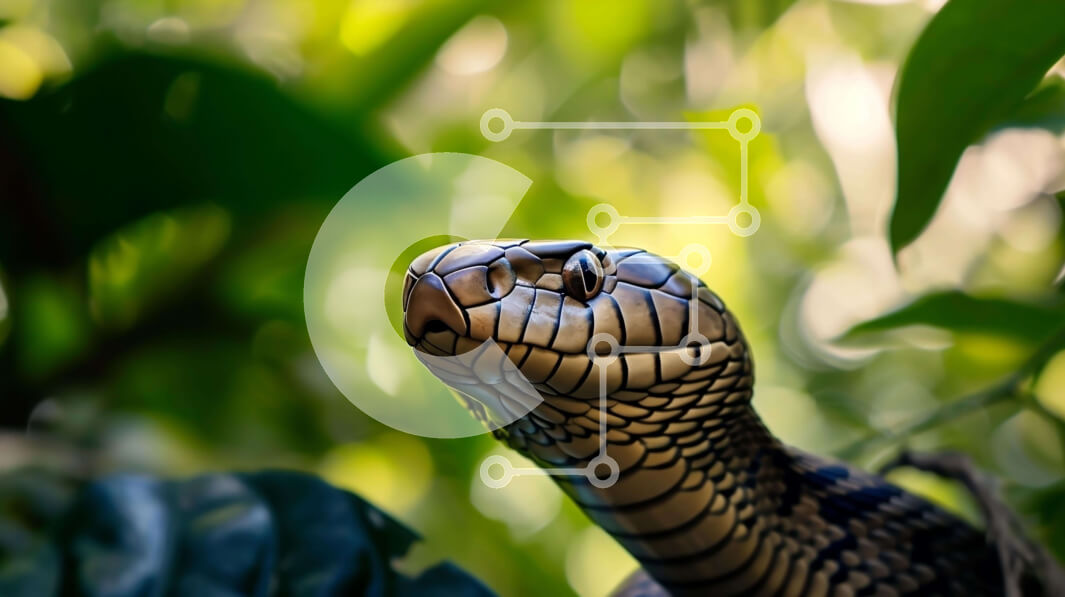 Σετ των 2 Intra Συλλεκτικό Ξύλινο Παζλ Plywood  4mm - Φίδι στα πράσινα φύλλα Σε Ξύλινο Κουτί - Διαστάσεις: 10x10 cm – 25 κομμάτια