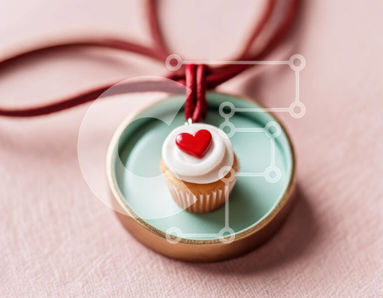 Intra Συλλεκτικό Ξύλινο Παζλ Plywood  4mm - Κρεμαστό κολιέ Cupcake με κόκκινη κορδέλα Σε Ξύλινο Κουτί - Διαστάσεις Puzzle: 10x10 cm – 25 κομμάτια