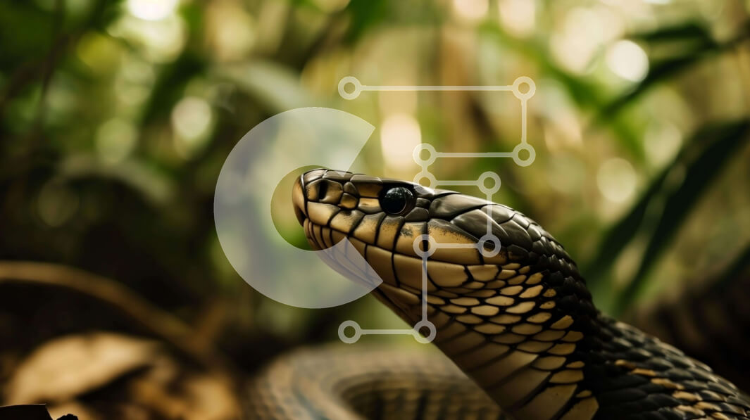 Σετ των 2 Intra Συλλεκτικό Ξύλινο Παζλ Plywood  4mm - Μαύρο και καφέ φίδι στην πράσινη βλάστηση Σε Ξύλινο Κουτί - Διαστάσεις: 10x10 cm – 25 κομμάτια