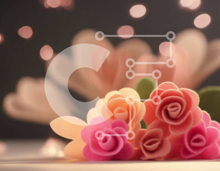 Intra Συλλεκτικό Ξύλινο Παζλ Plywood  4mm - Πολύχρωμα τριαντάφυλλα σε αφηρημένο φόντο Σε Ξύλινο Κουτί - Διαστάσεις: 10x10 cm – 25 κομμάτια