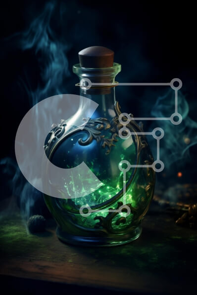 Intra Συλλεκτικό Ξύλινο Παζλ Plywood  4mm - Μυστική εικόνα ενός πράσινου λαμπερού φίλτρου σε ένα μπουκάλι Σε Ξύλινο Κουτί - Διαστάσεις: 10x10 cm – 25 κομμάτια