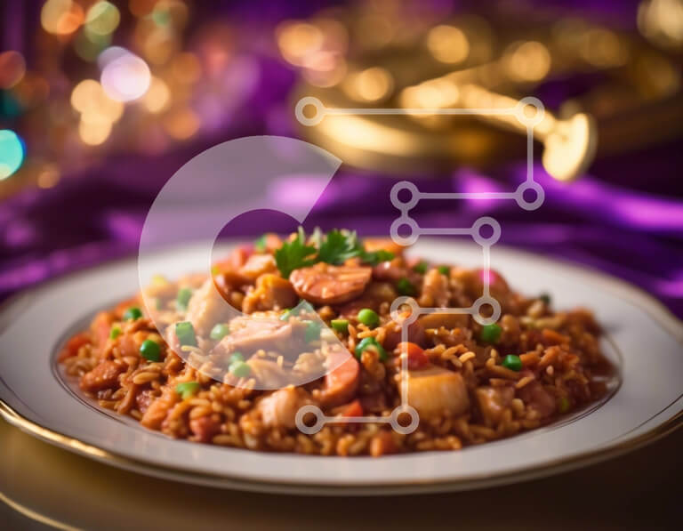 Σετ των 2 Intra Συλλεκτικό Ξύλινο Παζλ Plywood  4mm - Νόστιμο πιάτο με ρύζι με λουκάνικο, αρακά και πιπεριές Σε Ξύλινο Κουτί - Διαστάσεις: 10x10 cm – 25 κομμάτια