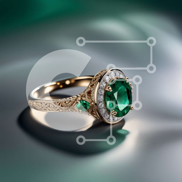 Σετ των 2 Intra Συλλεκτικό Ξύλινο Παζλ Plywood  4mm - Εκπληκτικό δαχτυλίδι αρραβώνων με οβάλ σμαραγδένια πέτρα και διαμαντένιο φωτοστέφανο Σε Ξύλινο Κουτί - Διαστάσεις: 10x10 cm – 25 κομμάτια