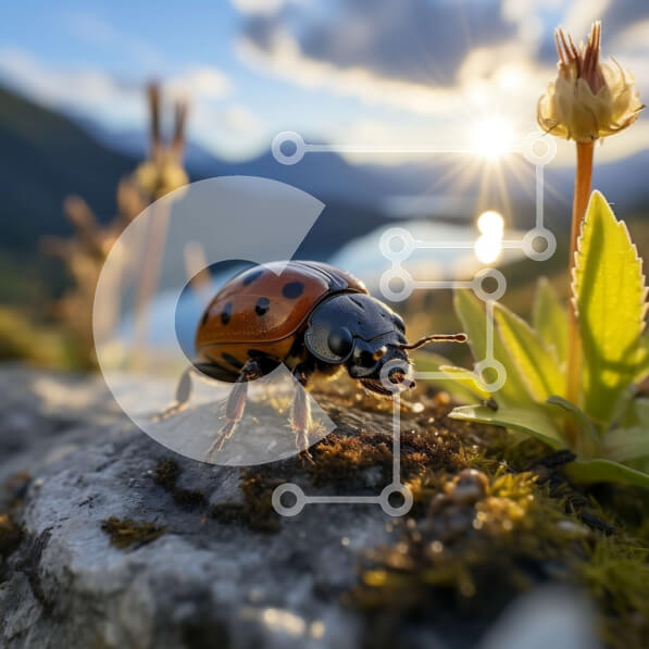 Intra Συλλεκτικό Ξύλινο Παζλ Plywood  4mm - Όμορφη εικόνα μιας πασχαλίτσας στο ηλιοβασίλεμα σε μια ορεινή λίμνη Σε Ξύλινο Κουτί - Διαστάσεις: 10x10 cm – 25 κομμάτια