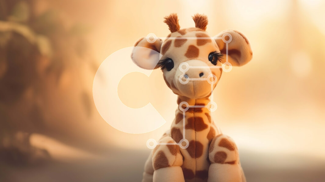 Σετ των 2 Intra Συλλεκτικό Ξύλινο Παζλ Plywood  4mm - Γεμιστή καμηλοπάρδαλη που κάθεται στο προσκήνιο Σε Ξύλινο Κουτί - Διαστάσεις: 10x10 cm – 25 κομμάτια