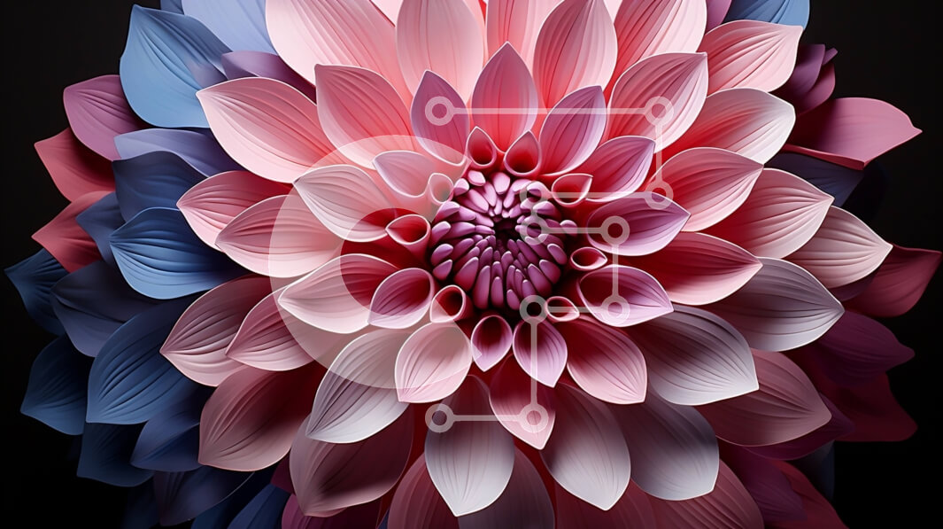 Intra Συλλεκτικό Ξύλινο Παζλ Plywood  4mm - Όμορφη εικόνα ενός ροζ και μπλε λουλουδιού με κυκλική διάταξη πετάλων Σε Ξύλινο Κουτί - Διαστάσεις: 10x10 cm – 25 κομμάτια