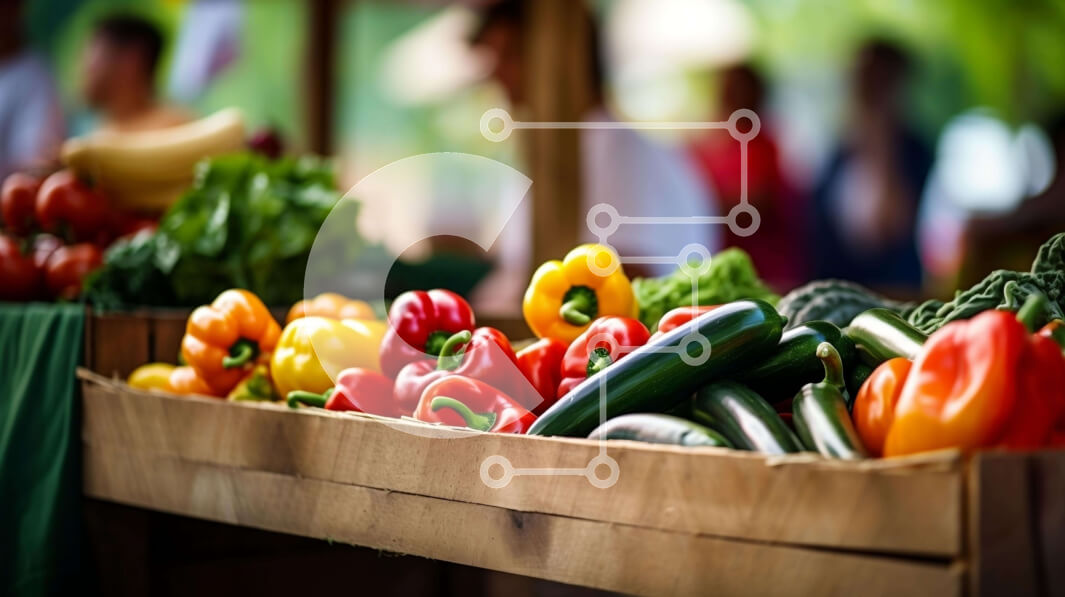 Σετ των 2 Intra Συλλεκτικό Ξύλινο Παζλ Plywood  4mm - Εμφάνιση φρέσκων λαχανικών στην υπαίθρια αγορά Σε Ξύλινο Κουτί - Διαστάσεις: 10x10 cm – 25 κομμάτια