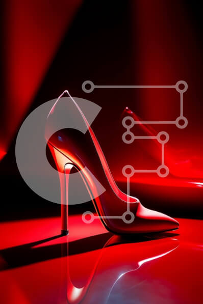 Intra Συλλεκτικό Ξύλινο Παζλ Plywood  4mm - Νέο και καλοδιατηρημένο κόκκινο ψηλοτάκουνο παπούτσι σε γυαλιστερή επιφάνεια Σε Ξύλινο Κουτί - Διαστάσεις Puzzle: 10x10 cm – 25 κομμάτια