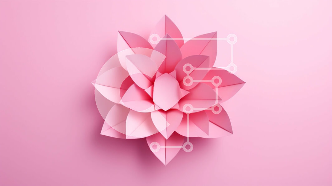 Intra Συλλεκτικό Ξύλινο Παζλ Plywood  4mm - Ροζ Origami Λουλούδι Lotus σε ροζ φόντο Σε Ξύλινο Κουτί - Διαστάσεις Puzzle: 10x10 cm – 25 κομμάτια