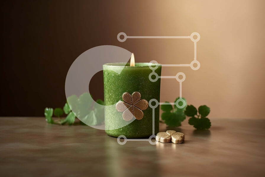 Intra Συλλεκτικό Ξύλινο Παζλ Plywood  4mm - Αναμμένο κερί τριφύλλι για την ημέρα του Αγίου Πατρικίου Σε Ξύλινο Κουτί - Διαστάσεις: 10x10 cm – 25 κομμάτια